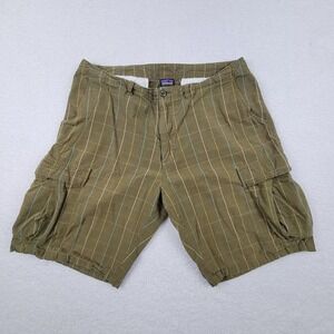 Patagonia Cargo Hiking Shorts Mens 36 Olive Army‎ Green Plaid
